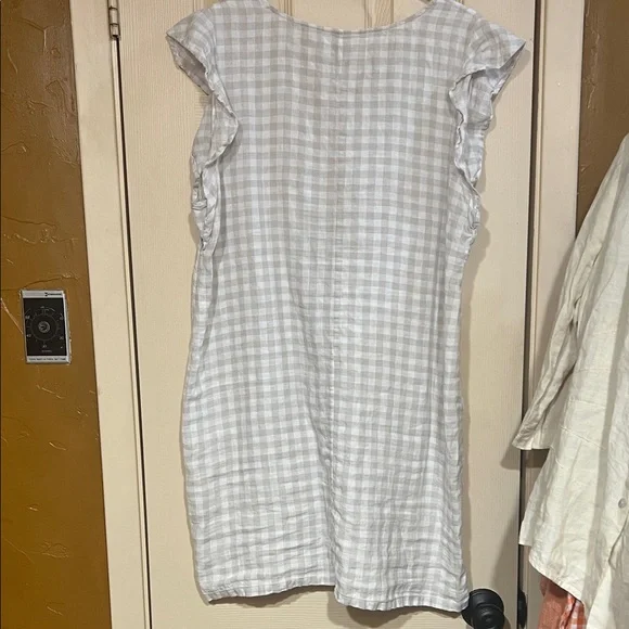 Cynthia rowley 100% linen Women's Gingham V-Neck Dress - Picture 2 of 2